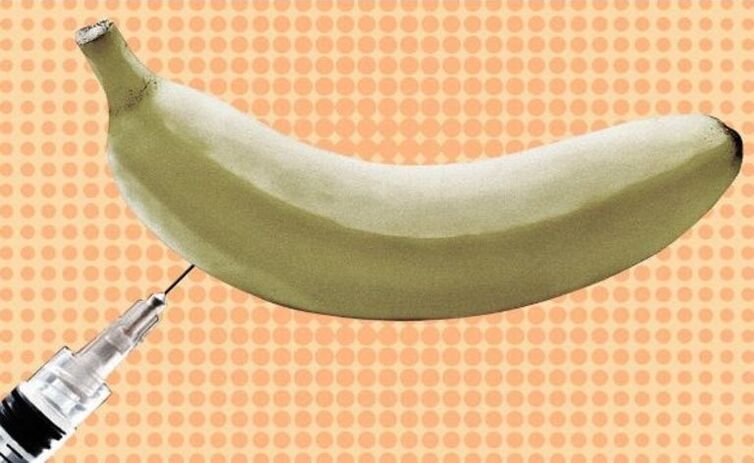 agrandissement du pénis par injection en utilisant une banane comme exemple